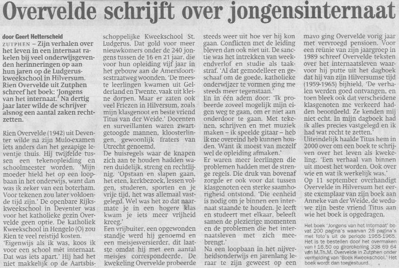 Artikel uit Gelders Dagblad 7 september 2002